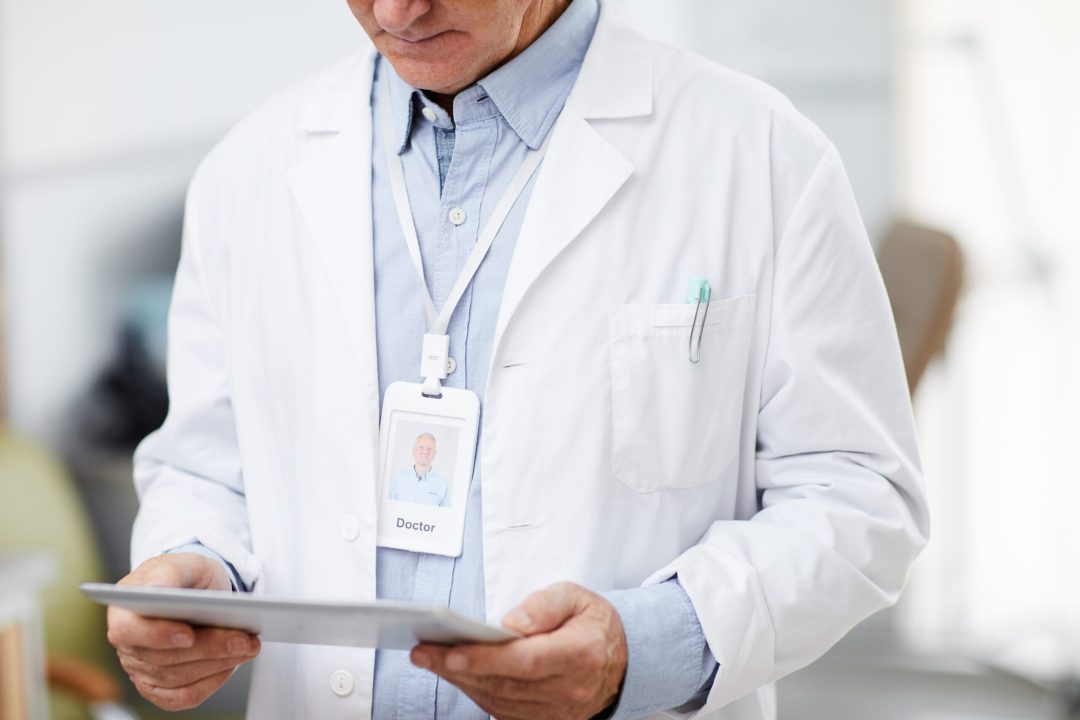 Doctor viewing patient's data online